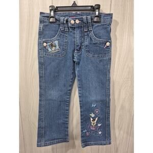 Disney Kids Girls Tinkerbell Y2K Embroidered Flare Jeans Size 4 90s Party